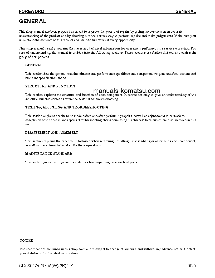 Protected: GD530AW-2(USA)-CY S/N 203290-UP Shop (repair) manual (English)