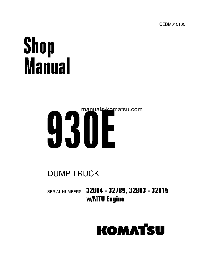 930E(USA) S/N 32803-32815 Shop (repair) manual (English)
