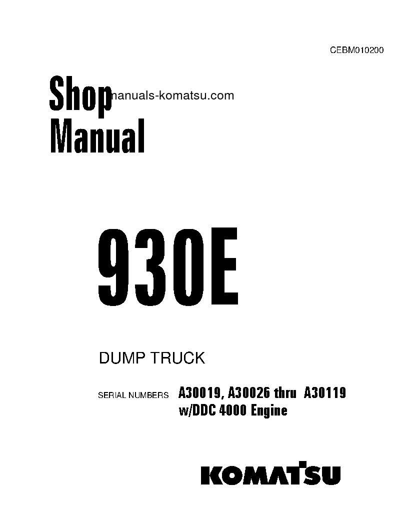 930E(USA) S/N A30026-A30119 Shop (repair) manual (English)