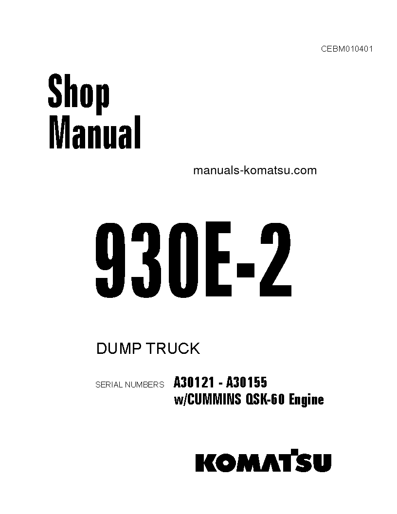 930E-2(USA)-3 S/N A30121-A30155 Shop (repair) manual (English)