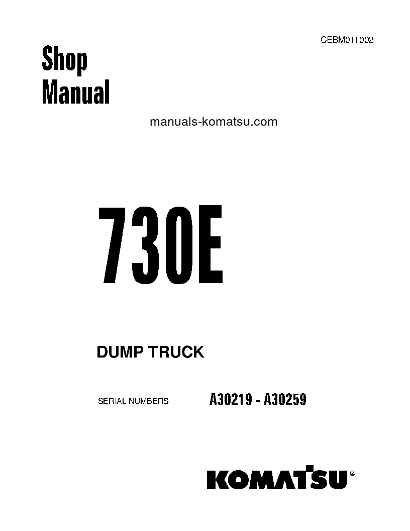 730E(USA) S/N A30219-A30259 Shop (repair) manual (English)