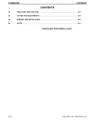WB140PS-2(USA)-N S/N A40001-UP Shop (repair) manual (English)