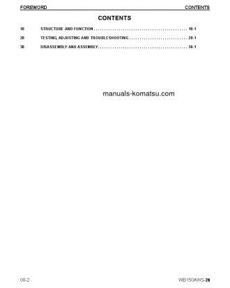 WB150AWS-2(USA)-N S/N A90001-UP Shop (repair) manual (English)