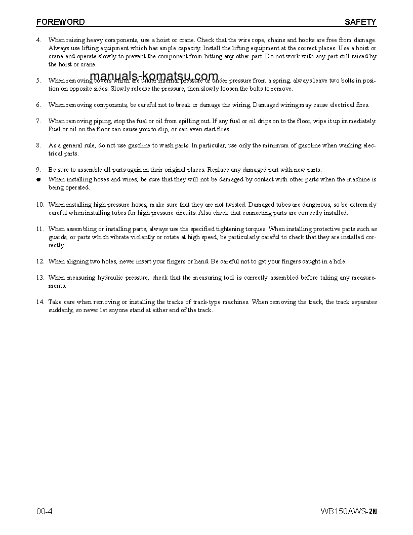 Protected: WB150AWS-2(USA)-N S/N A90001-UP Shop (repair) manual (English)