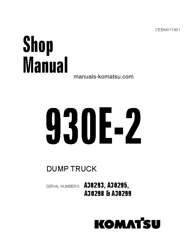 930E-2(USA)-3 S/N A30298-A30299 Shop (repair) manual (English)