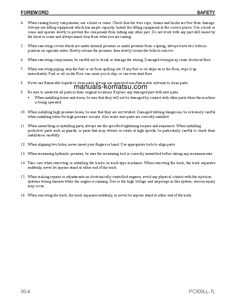 Protected: PC300LL-7(USA)-L S/N A85001-UP Shop (repair) manual (English)