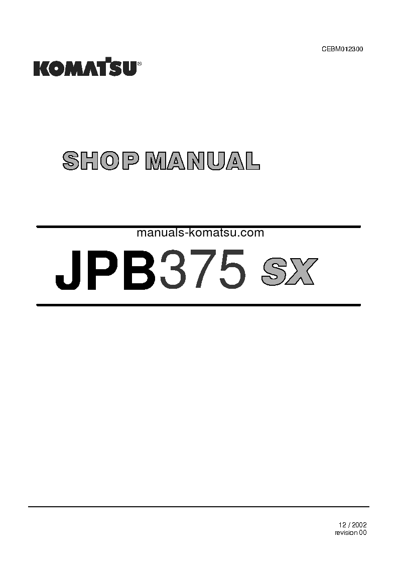 JPB375SX(USA) S/N ALL Shop (repair) manual (English)