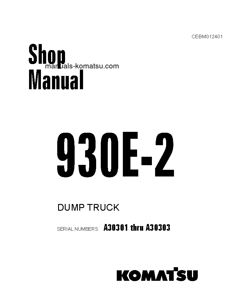 930E-2(USA)-3 S/N A30301-A30303 Shop (repair) manual (English)