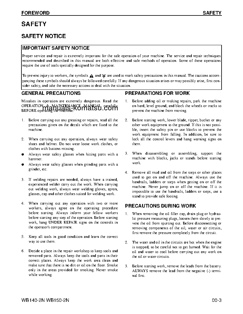 Protected: WB150-2(USA)-N S/N A60029-UP Shop (repair) manual (English)