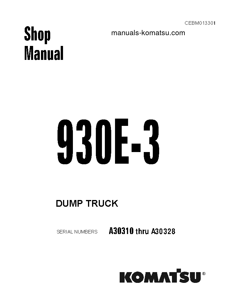 930E-3(USA) S/N A30310-A30328 Shop (repair) manual (English)