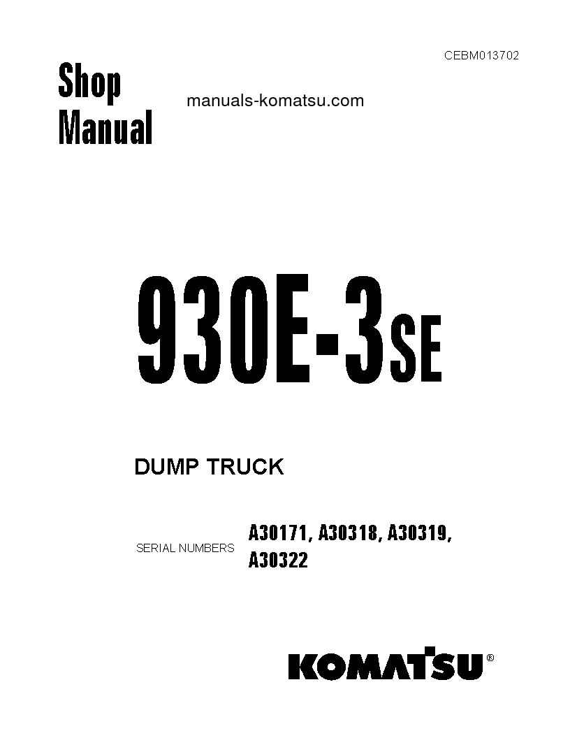 930E-3(USA)-SE S/N A30318-A30319 Shop (repair) manual (English)