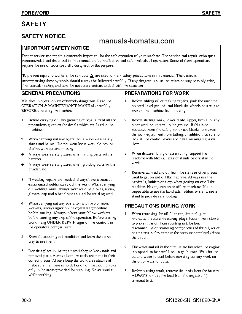 Protected: SK1020-5(USA)-NA S/N A60001-UP Shop (repair) manual (English)