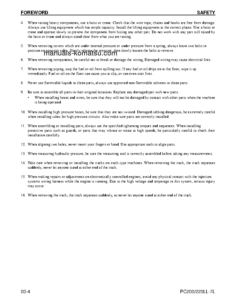 Protected: PC220LL-7(USA)-L S/N A86001-UP Shop (repair) manual (English)