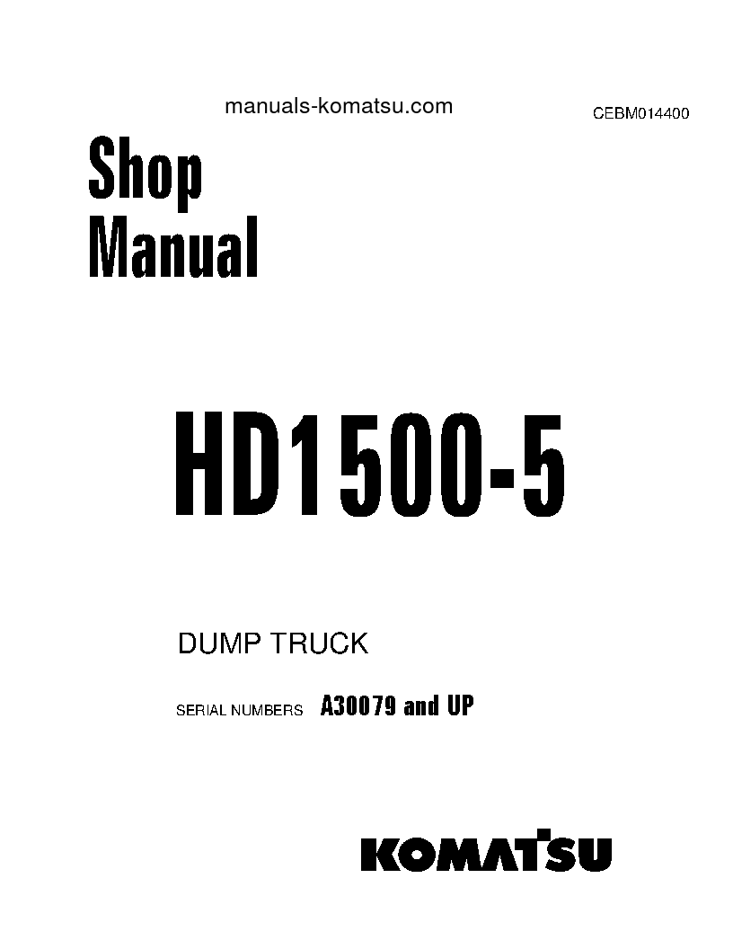 HD1500-5(USA) S/N A30079-UP Shop (repair) manual (English)
