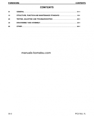 PC270LL-7(USA)-L S/N A86001-UP Shop (repair) manual (English)