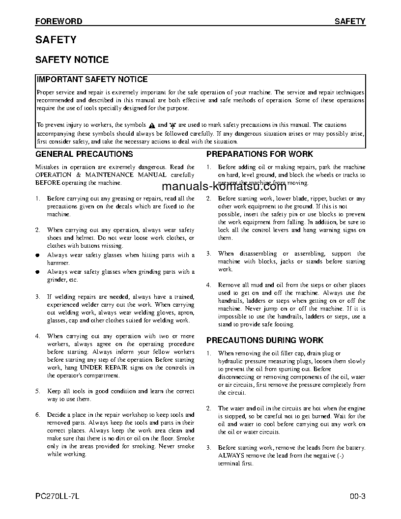 Protected: PC270LL-7(USA)-L S/N A86001-UP Shop (repair) manual (English)