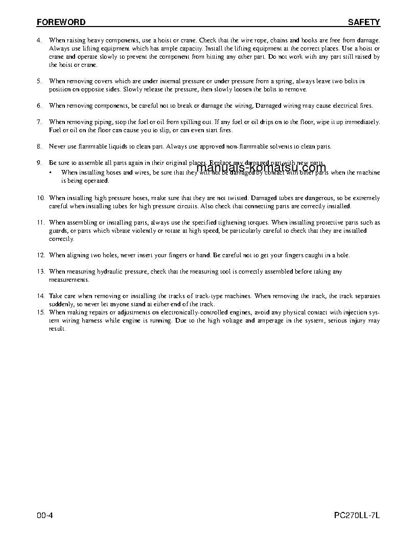 Protected: PC270LL-7(USA)-L S/N A86001-UP Shop (repair) manual (English)