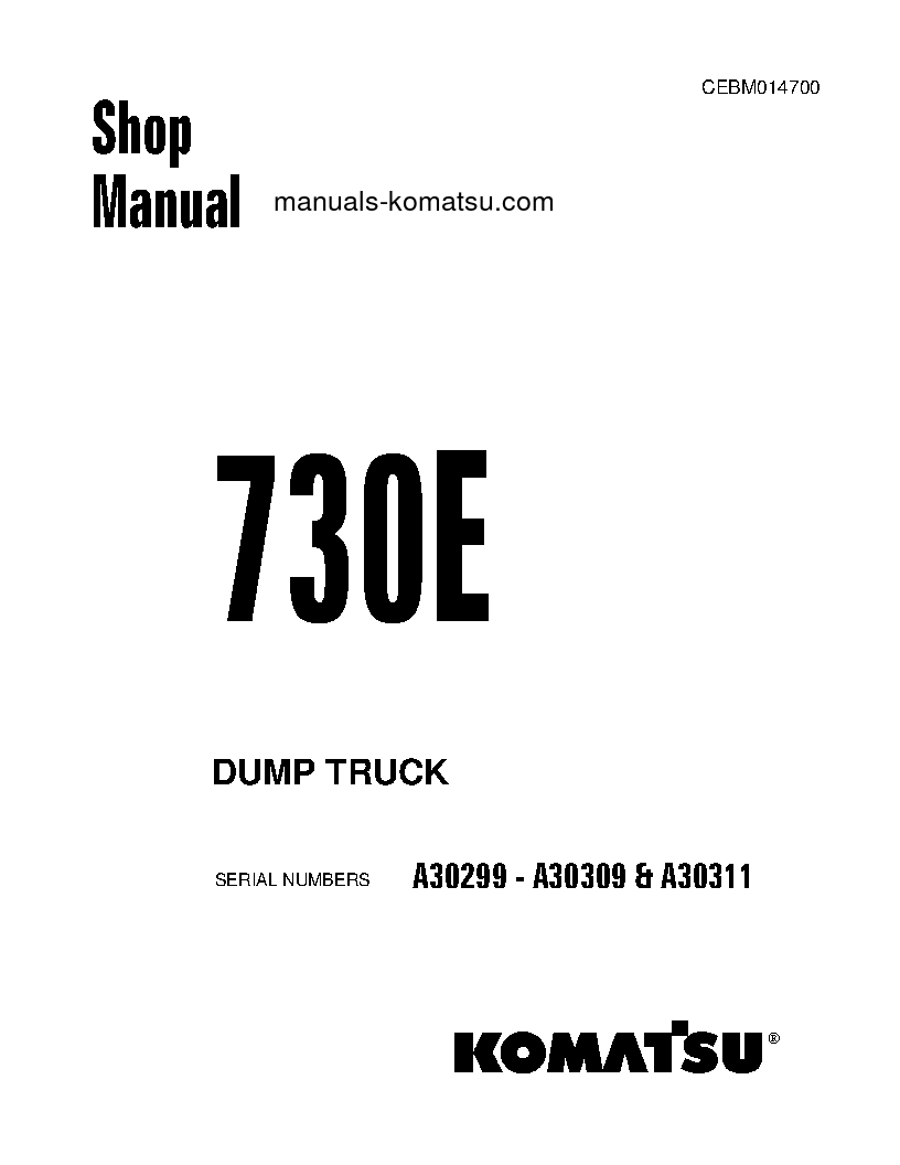 730E(USA) S/N A30299-A30309 Shop (repair) manual (English)