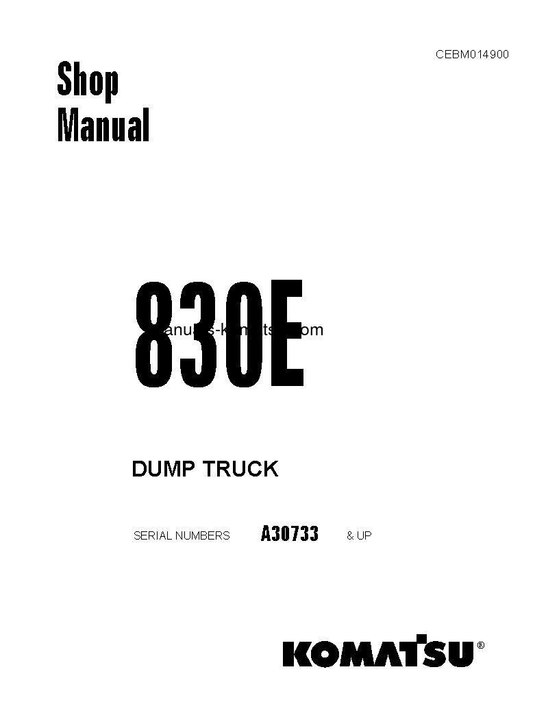 830E(USA) S/N A30733-UP Shop (repair) manual (English)