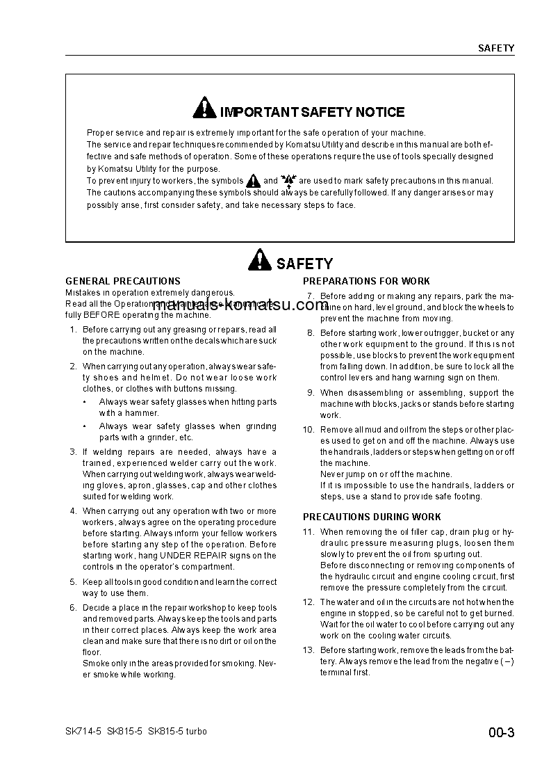 Protected: SK815-5(USA)-N S/N A30001-UP Shop (repair) manual (English)