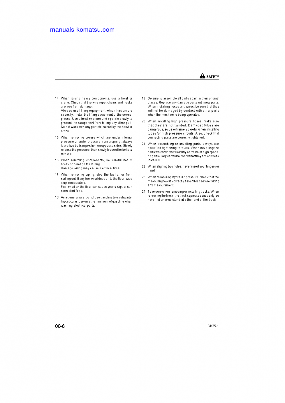 Protected: CK35-1(USA) S/N A40001-UP Shop (repair) manual (English)