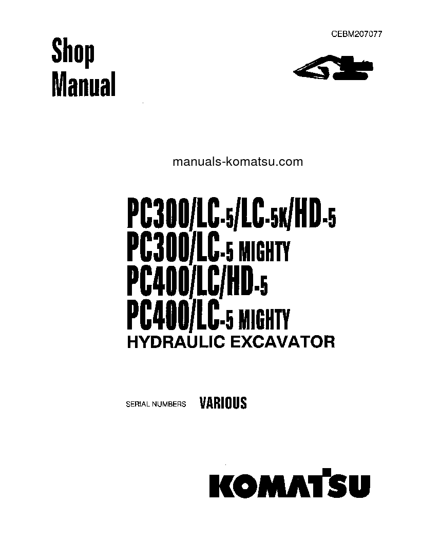 PC400LC-5(USA)-L S/N A70501-UP Shop (repair) manual (English)