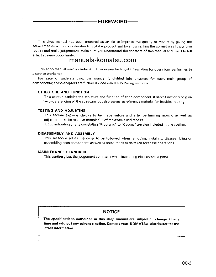 Protected: PC400LC-5(USA)-L S/N A70501-UP Shop (repair) manual (English)