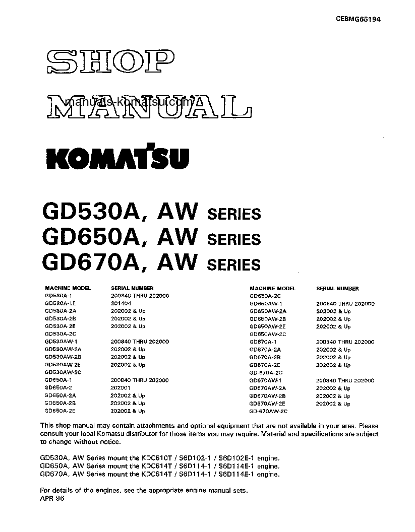 GD650AW-2(USA)-CY S/N 202002-UP Shop (repair) manual (English)