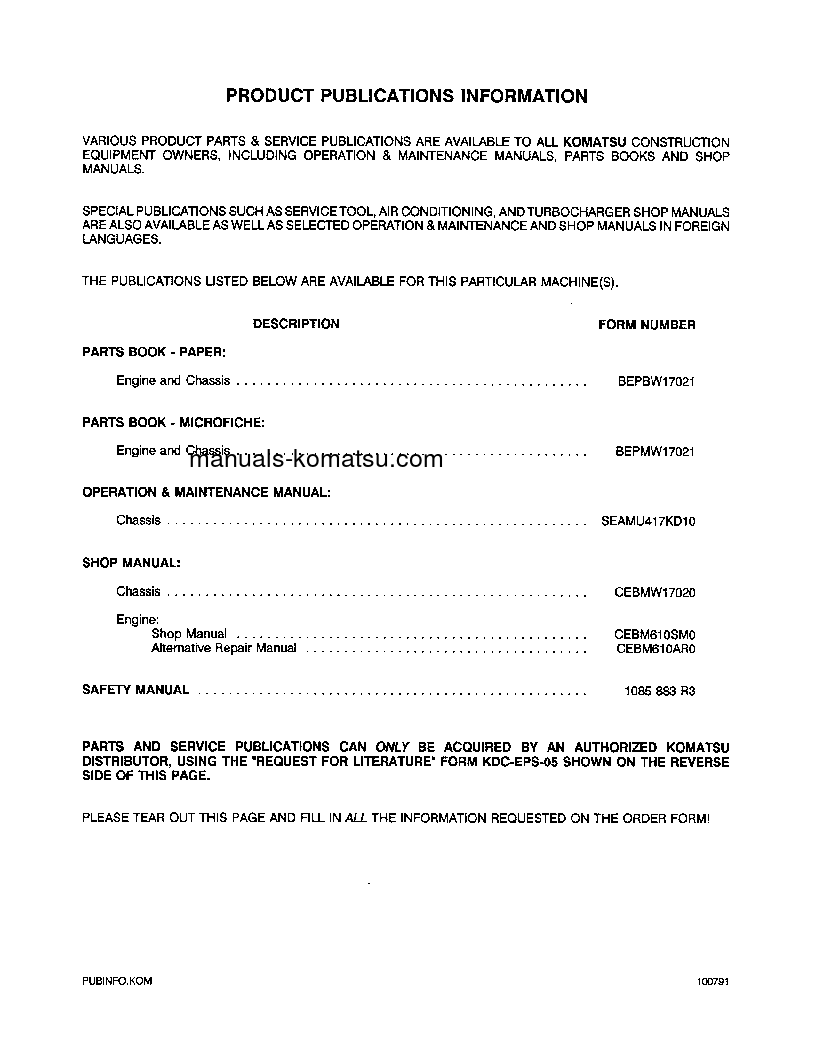 Protected: WA180-1(USA)-LC S/N A75001-UP Shop (repair) manual (English)