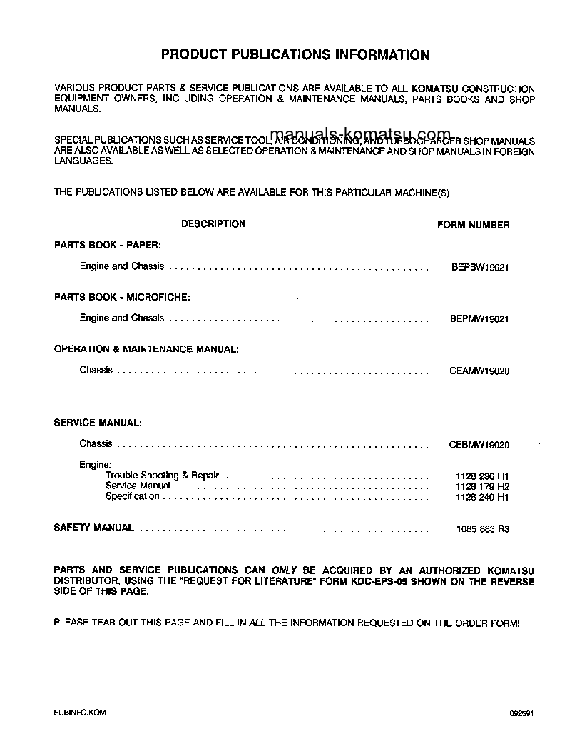Protected: WA320-1(USA)-LC S/N A25001-UP Shop (repair) manual (English)