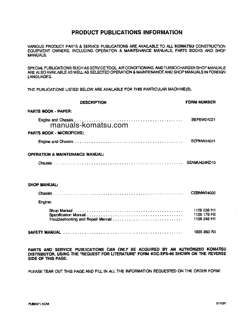 Protected: WA420-1(JPN)-LC S/N A25001-UP Shop (repair) manual (English)