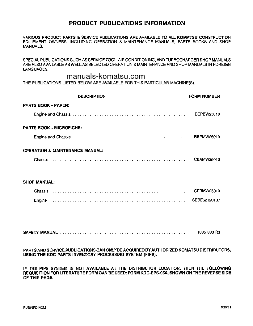 Protected: WA500-1(USA)-L S/N A20854-UP Shop (repair) manual (English)