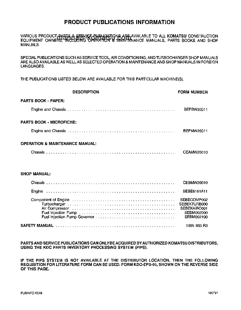Protected: WA600-1(USA)-L S/N A10391-UP Shop (repair) manual (English)