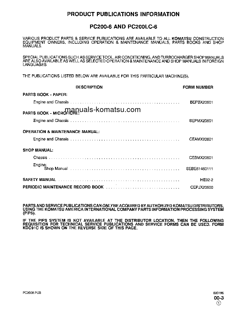 Protected: PC250LC-6(USA)-L S/N A80001-UP Shop (repair) manual (English)