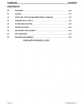 PC220LL-8(USA) S/N A87001-UP Shop (repair) manual (English)