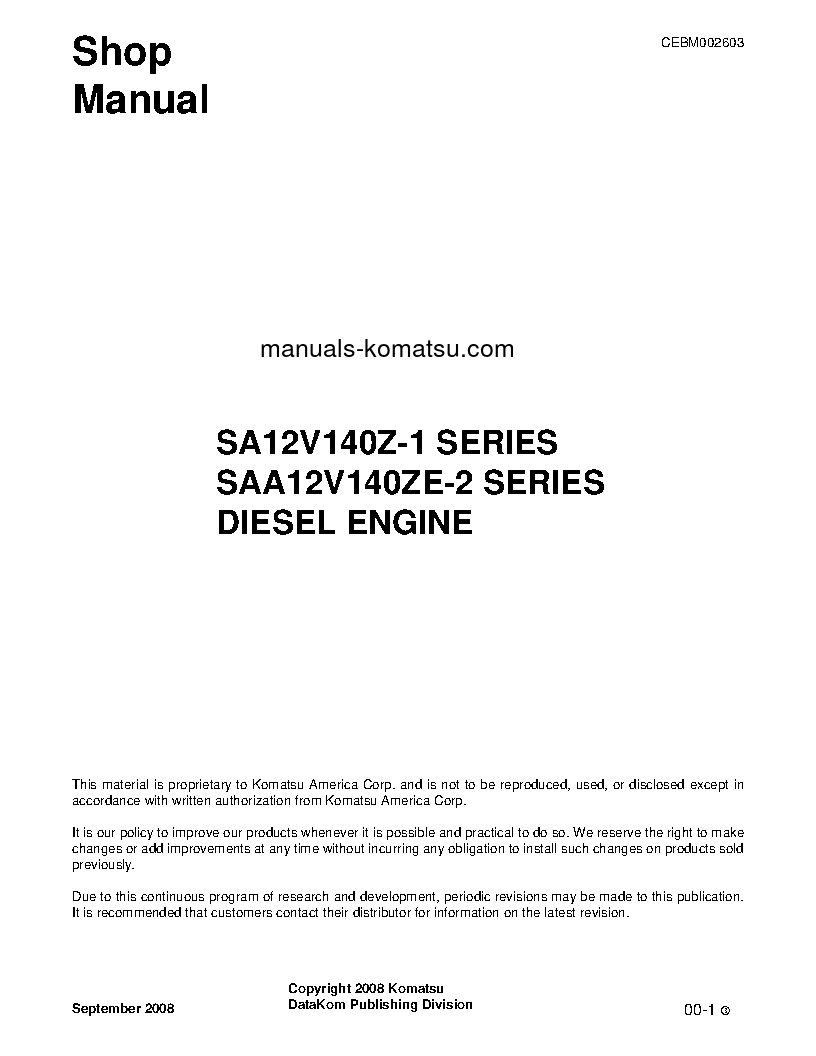 12V140Z-1(JPN) S/N ALL Shop (repair) manual (English)