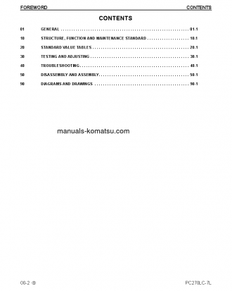 PC270LC-7(USA)-L S/N A86001-UP Shop (repair) manual (English)
