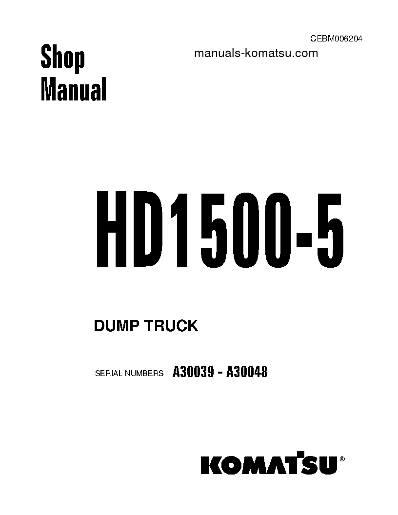 HD1500-5(USA) S/N A30039-A30048 Shop (repair) manual (English)
