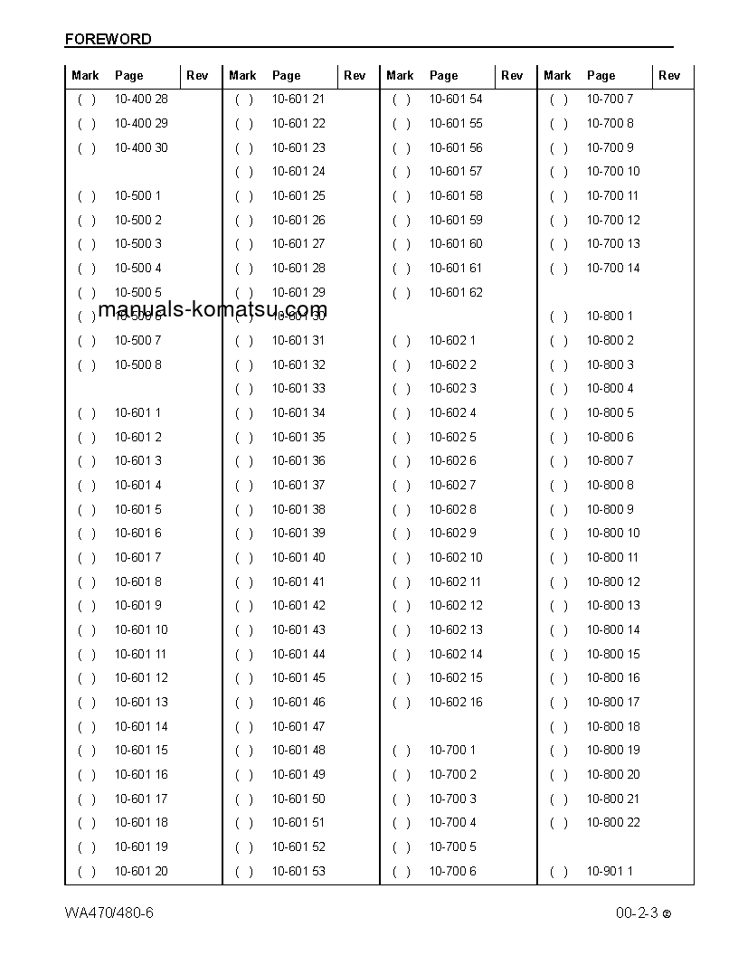 Protected: WA470-6(USA) S/N A45001-A45999 Shop (repair) manual (English)
