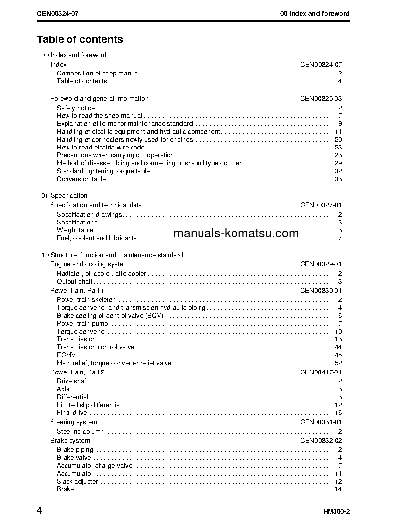 Protected: HM300-2(USA) S/N A11001-UP Shop (repair) manual (English)