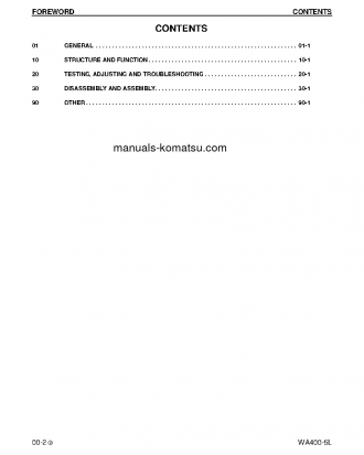 WA400-5(USA)-L S/N A40001-UP Shop (repair) manual (English)