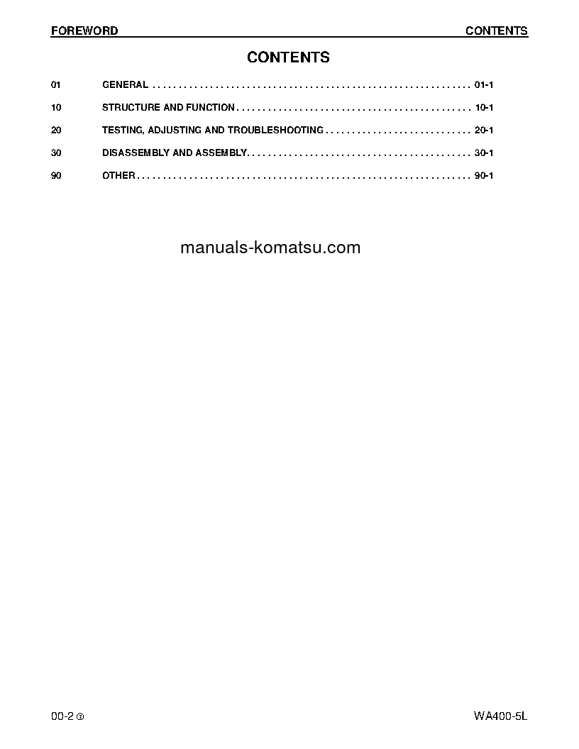 Protected: WA400-5(USA)-L S/N A40001-UP Shop (repair) manual (English)
