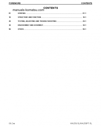 WA250-5(USA)-L S/N A73001-UP Shop (repair) manual (English)