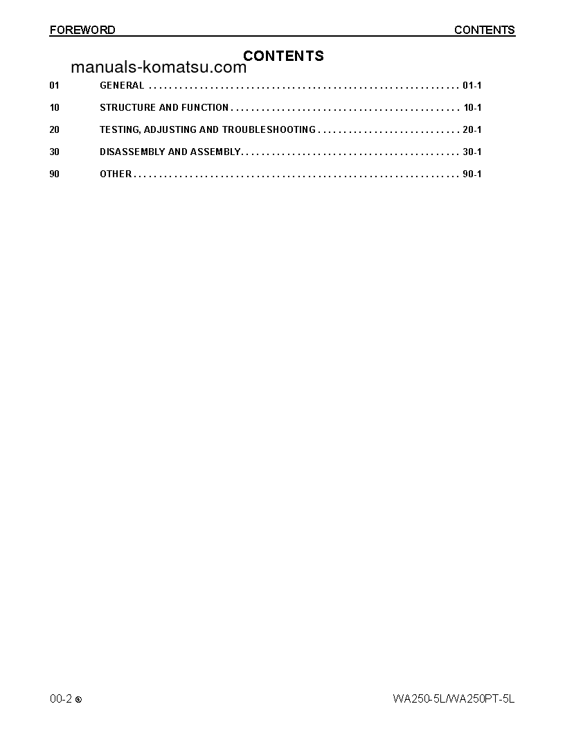 Protected: WA250-5(USA)-L S/N A73001-UP Shop (repair) manual (English)