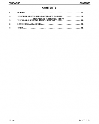 PC400LC-7(USA)-L S/N A86001-UP Shop (repair) manual (English)