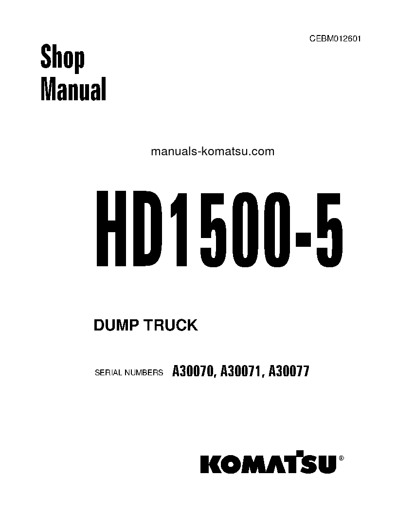 HD1500-5(USA) S/N A30077 Shop (repair) manual (English)