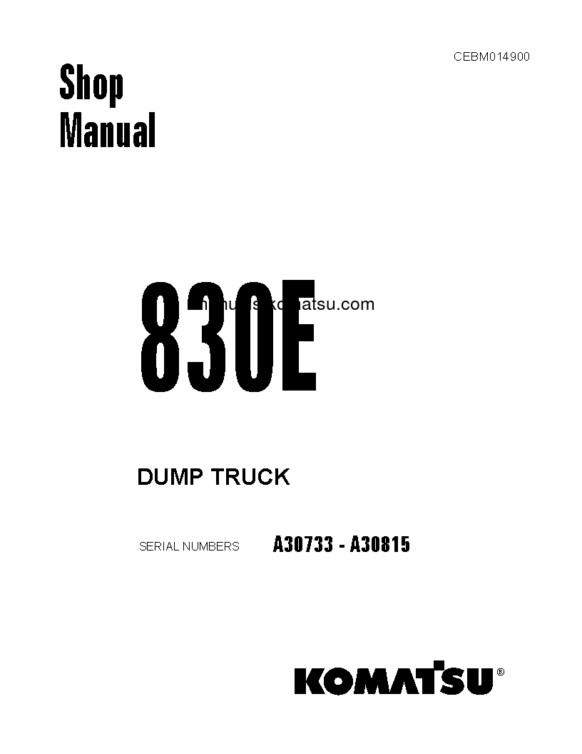 830E(USA) S/N A30733-A30815 Shop (repair) manual (English)