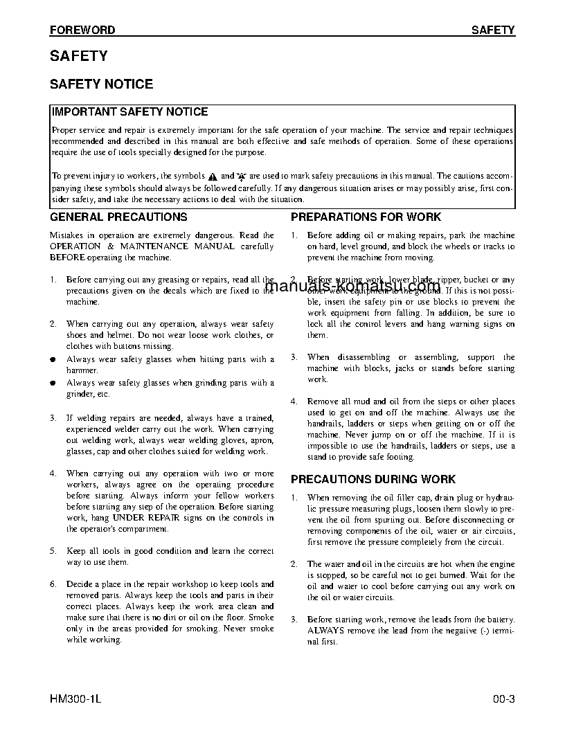 Protected: HM300-1(USA)-L S/N A10001-UP Shop (repair) manual (English)