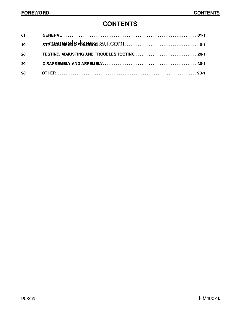 Protected: HM400-1(USA)-L S/N A10001-UP Shop (repair) manual (English)