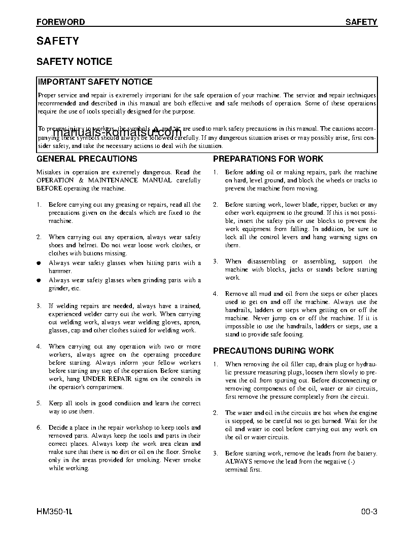 Protected: HM350-1(USA)-L S/N A10001-UP Shop (repair) manual (English)